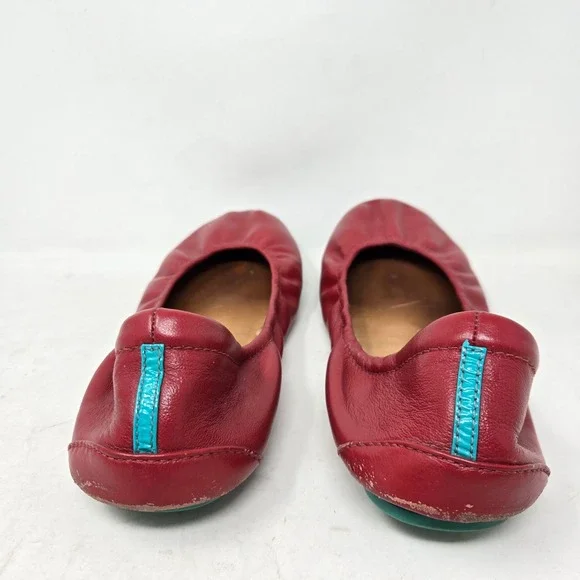Tieks by Gavrieli Cardinal Red Leather Ballet Flats Size 9 Signature Teal Sole - Picture 6 of 16